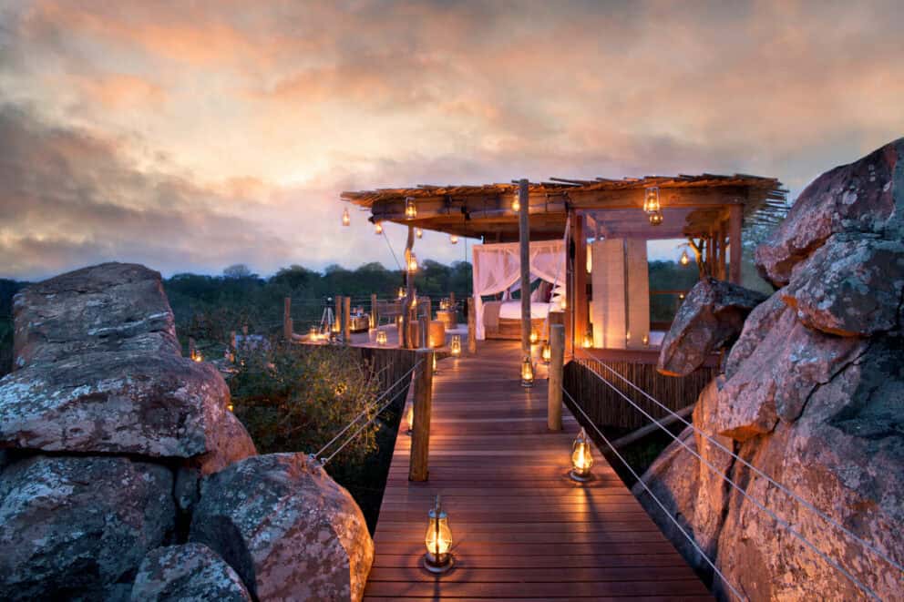 Treehouse star bed at the River Lodge 