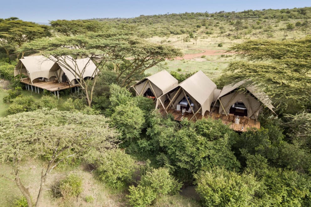Aerial view of Mara Nyika Camp. Photo credit: Great Plains Mara Nyika Camp