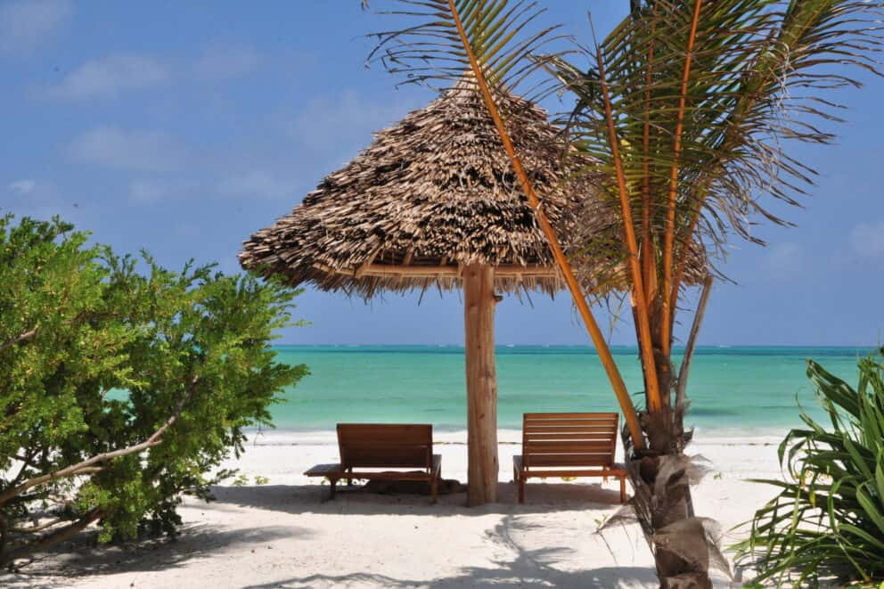 Lounge chair beach side at Zanzibar White Sand Luxury Villas & Spa