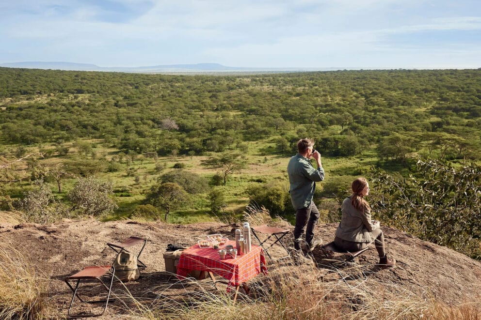 A camp watching the great migration in the Serengeti
