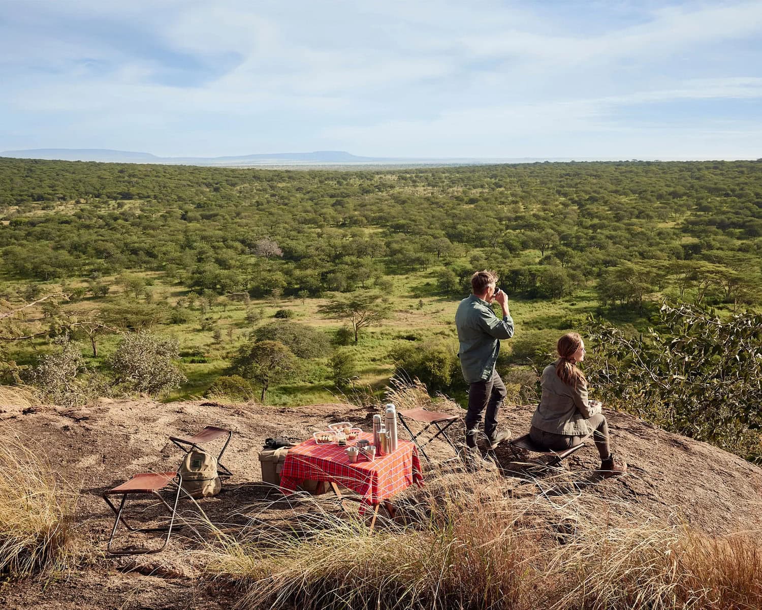 A camp watching the great migration in the Serengeti