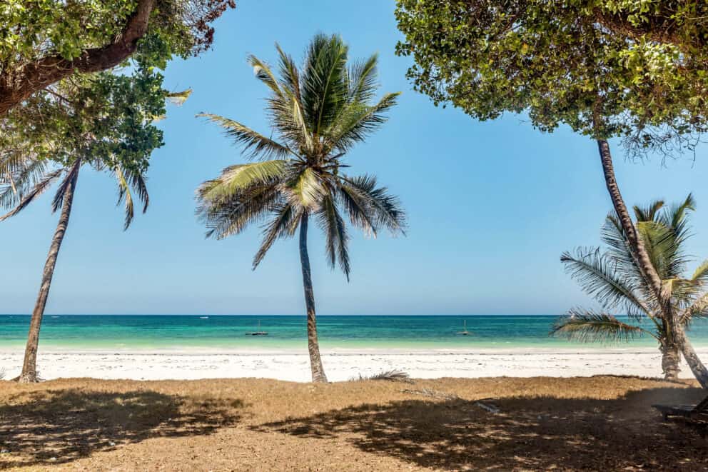 View of Malindi beach, Kenya.