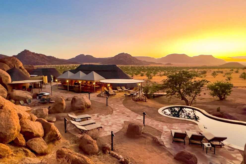 twyfelfontein adventure camp sunset