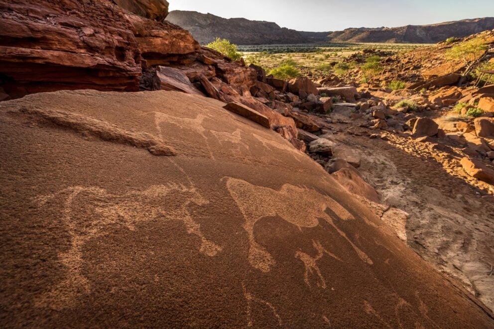 Ancient rock engravings at Twyfelfontein, Namibia