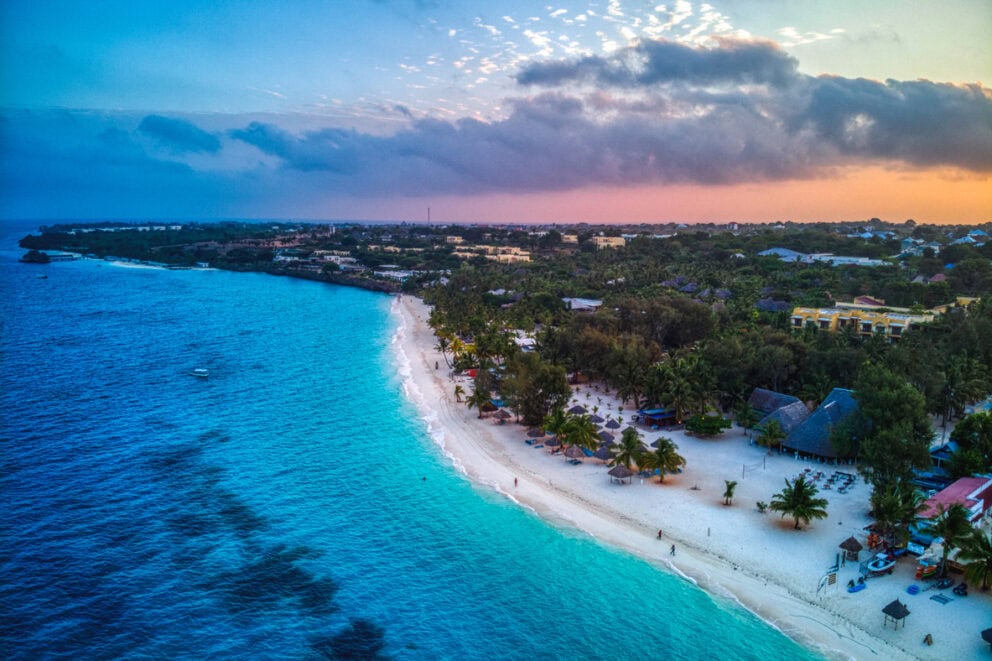 Aerial view of Kendwa beach, Zanzibar