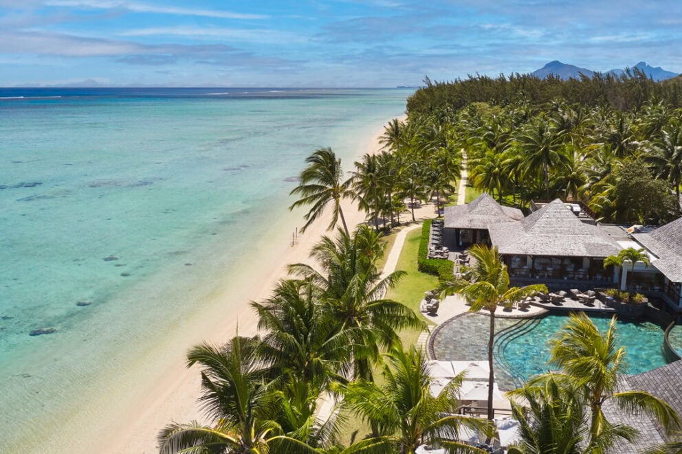 Aerial view of a luxury beach resort in Mauritius | Photo credit: LUX* Le Morne