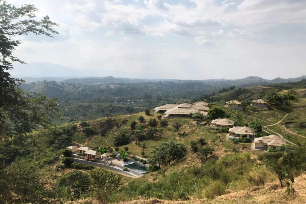 Aerial view of Kibale Lodge in Volcanoes National Park, Uganda. Photo: Kibale Lodge