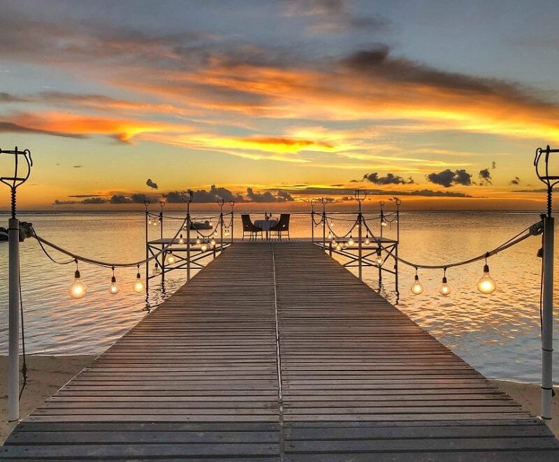 Sunset at jetty of Maradiva Villas, Mauritius | Photo credit: Maradiva Villas
