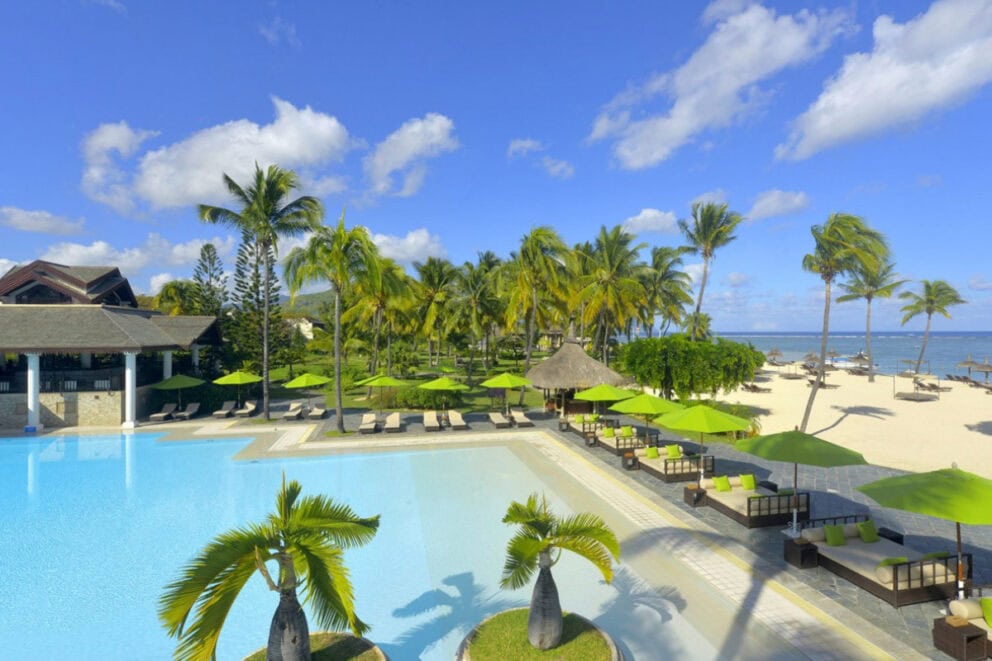 Side view of the pool and beach | Photo credit: Sofitel Mauritius L'Impérial Resort & Spa