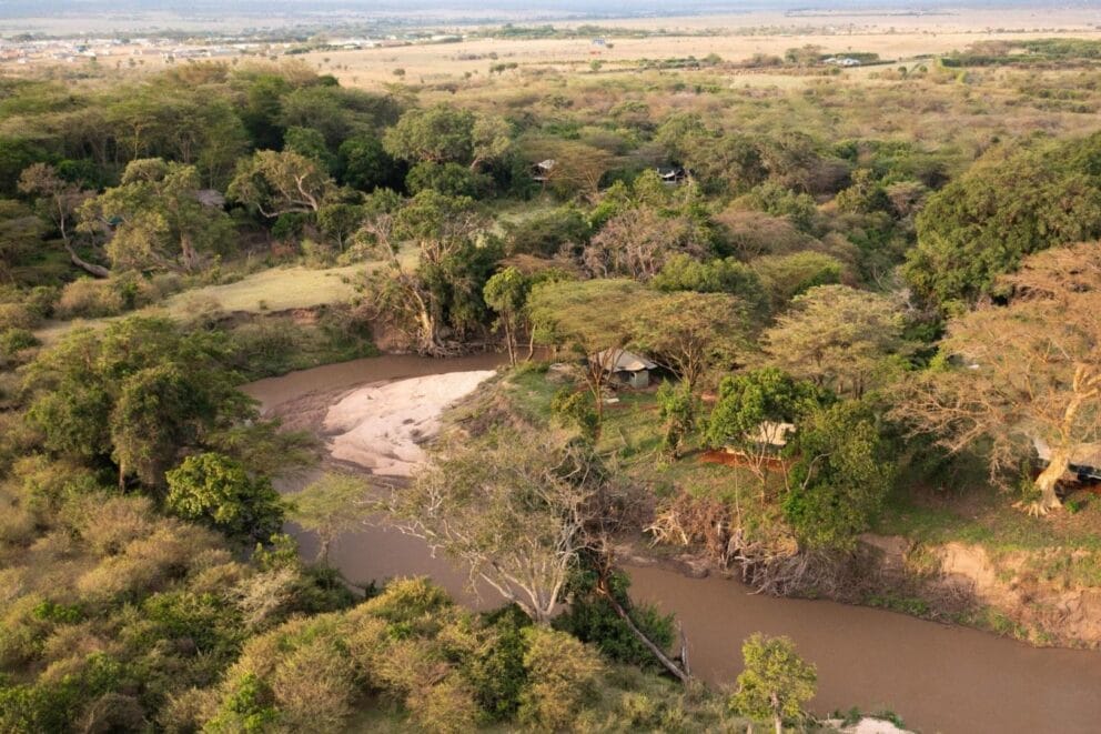 Aerial view of Basecamp Adventure, Kenya.