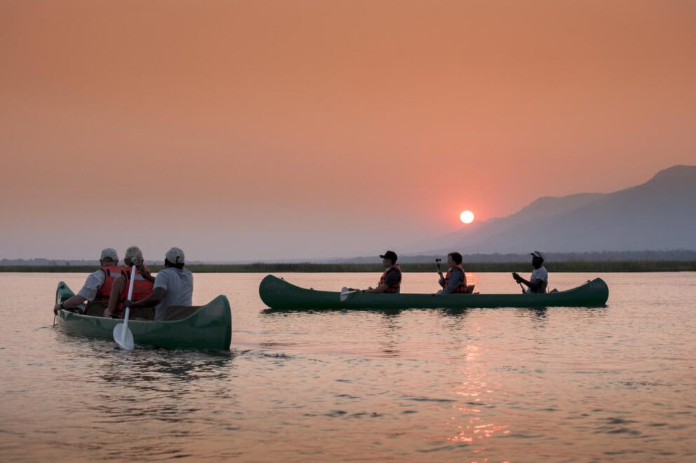 Canoeing on the Zambezi River with Nyamatusi Camp is a luxury safari experience 