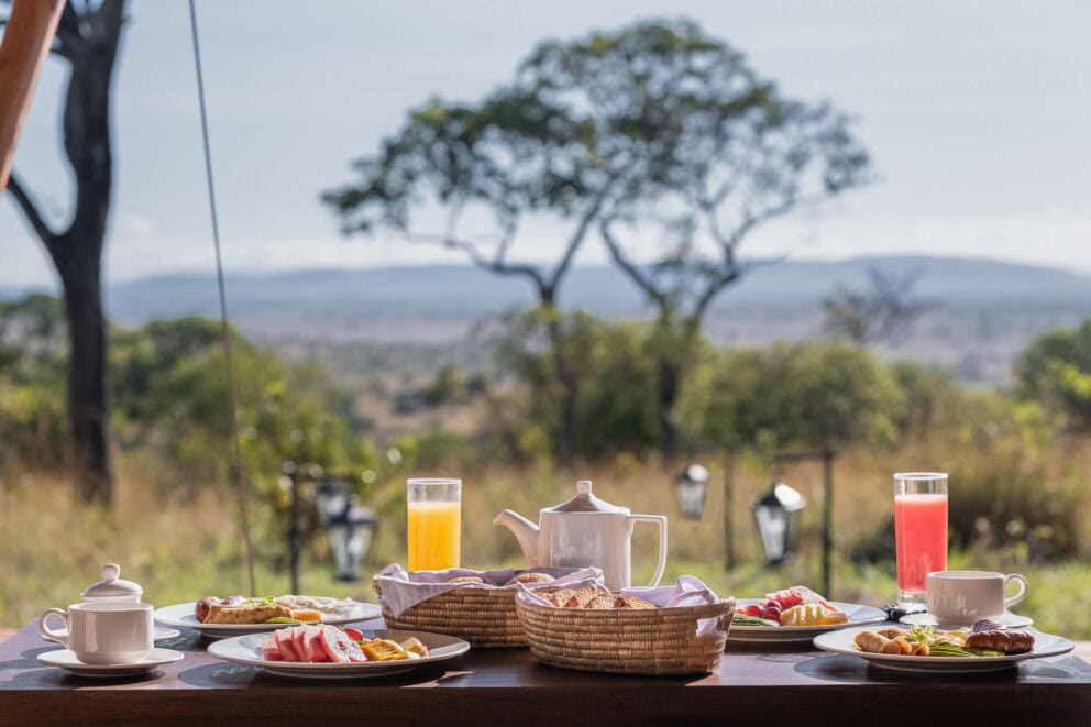 Bush breakfast at a safari camp. Vote for Discover Africa at the World Luxury Travel Awards