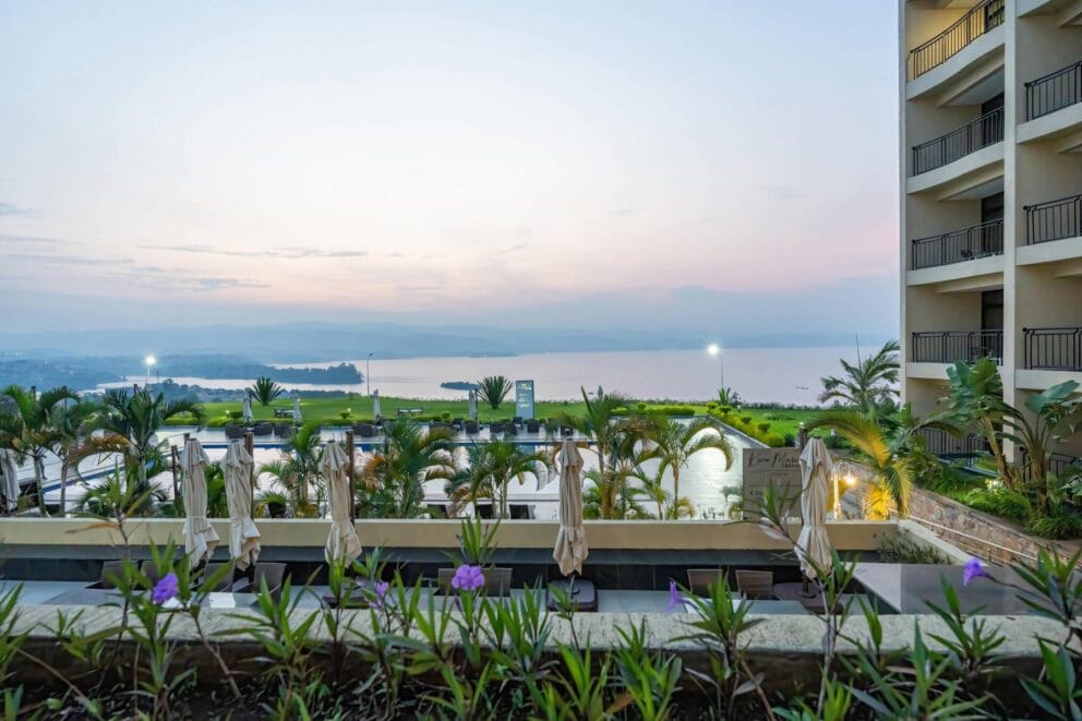 Pool area from balcony with view | Photo credit: Mantis Kivu Marina Bay Hotel