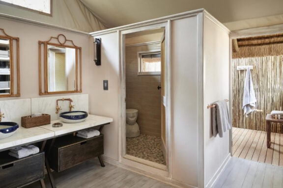 Savute Elephant Lodge Bathroom Image Credits, Savute Elephant Lodge, A Belmond Safari