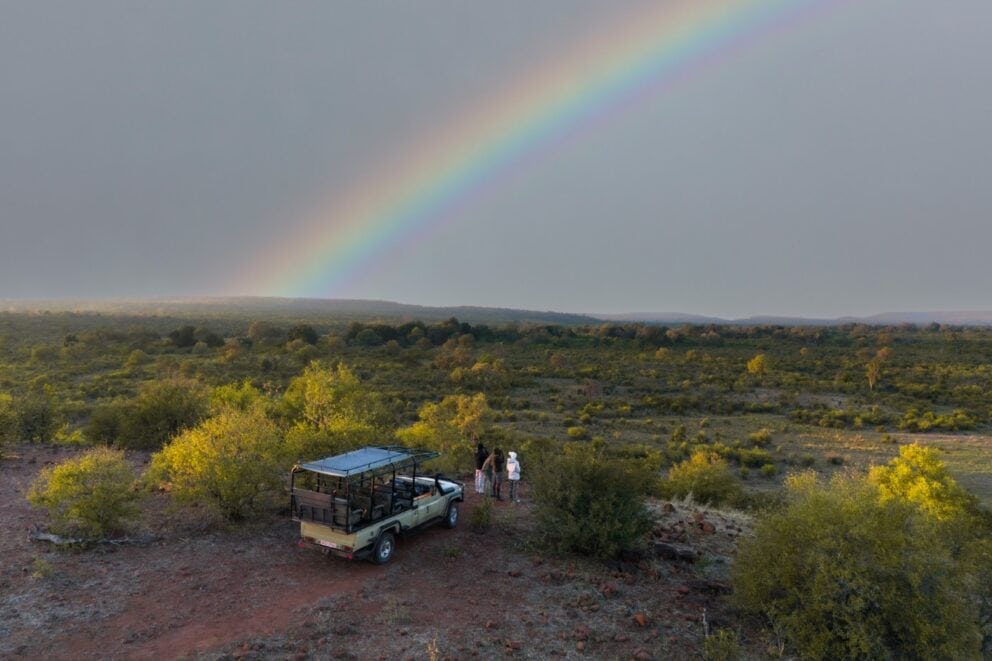 Rainbow on game drive after some heavy rains | Photo credit: Hideaways Wilderness Camp