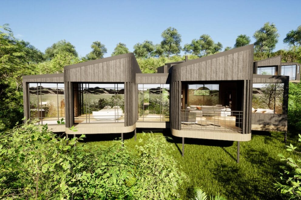 Exterior of Lemala Osonjoi Lodge, a luxury safari lodge. 