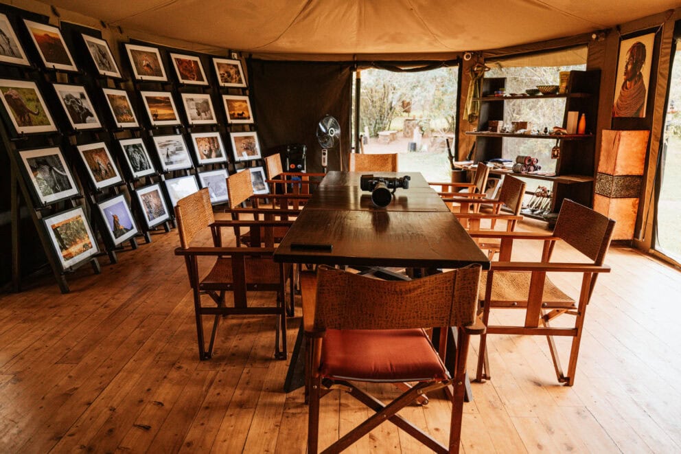 View of the photo studio at Soroi Mara Bush Camp, Kenya.