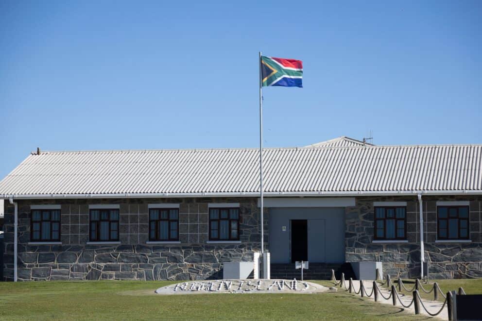 Exterior view of the entrance to Robben Island Museum, South Africa.