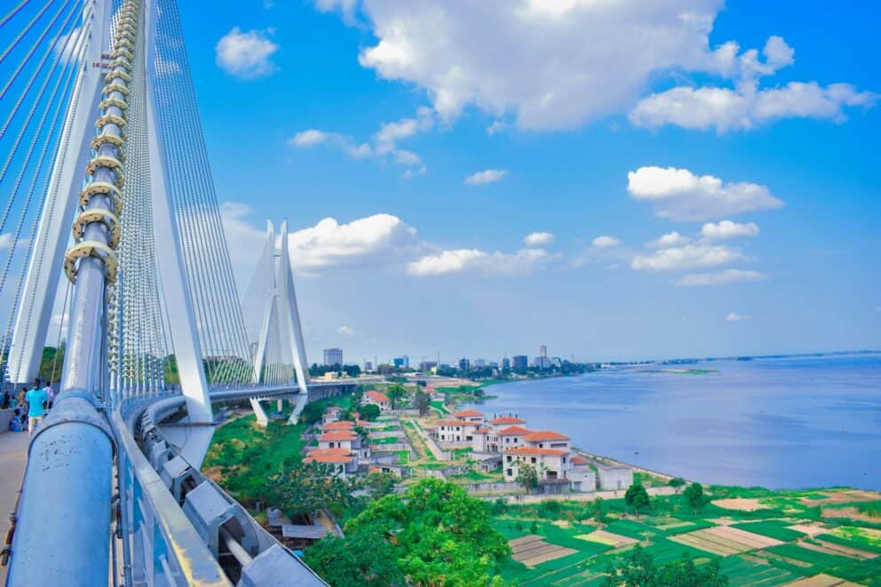 View of a modern bridge in Brazzaville, Congo.