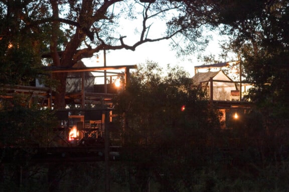 Night time view of sleep out decks Photo: Rhino Walking Safaris