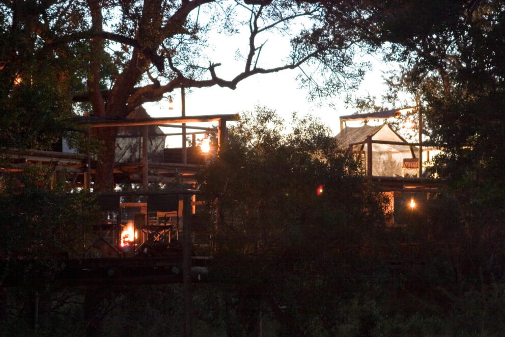 Night time view of sleep out decks Photo: Rhino Walking Safaris