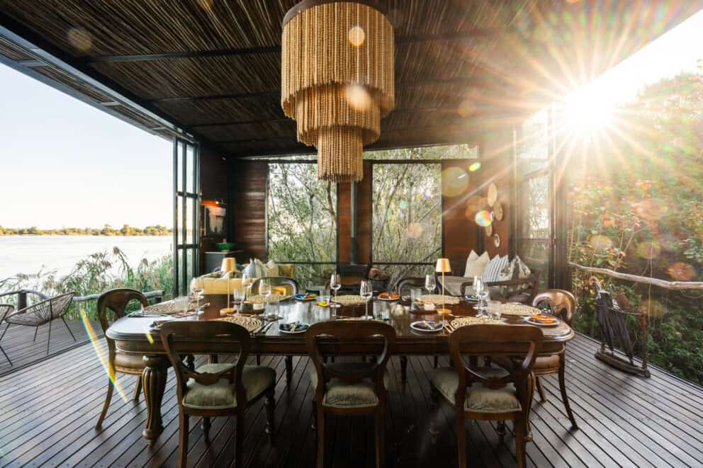 Dining area at Mukwa River Lodge Zambia