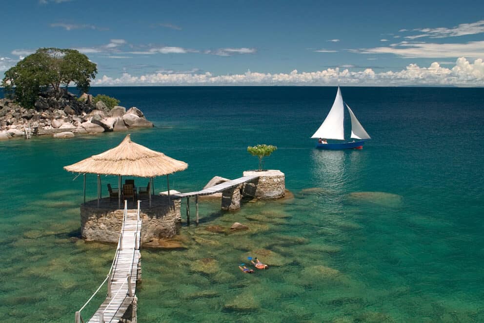 View of a deck over Lake Malawi