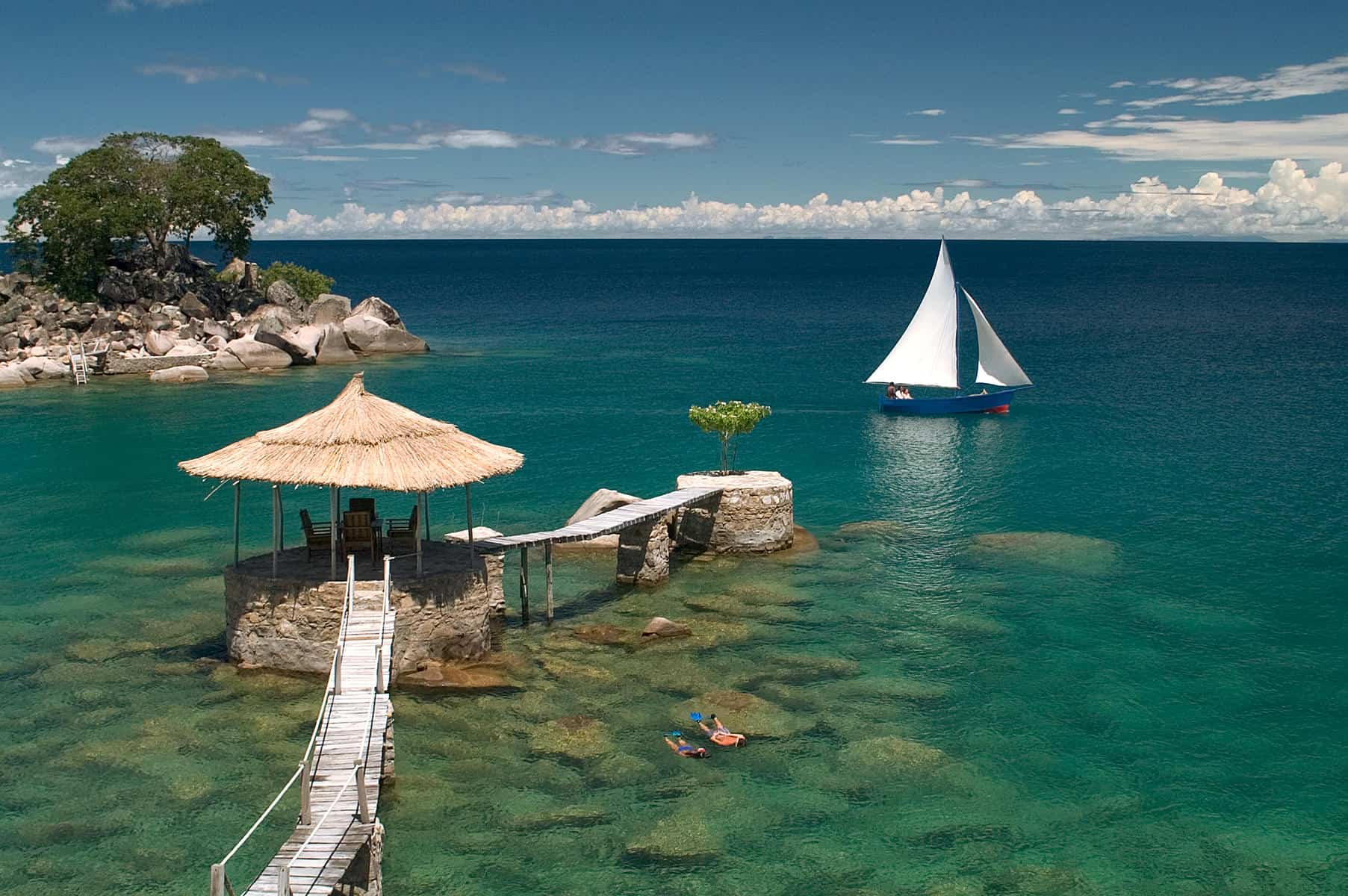 View of a deck over Lake Malawi