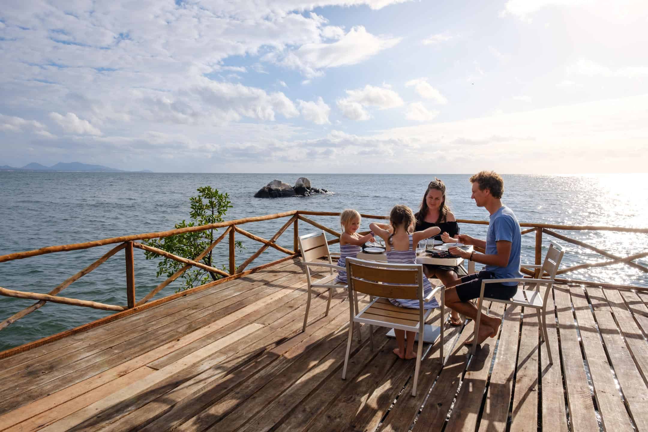 Private lunch on a deck overlooking Lake Malawi