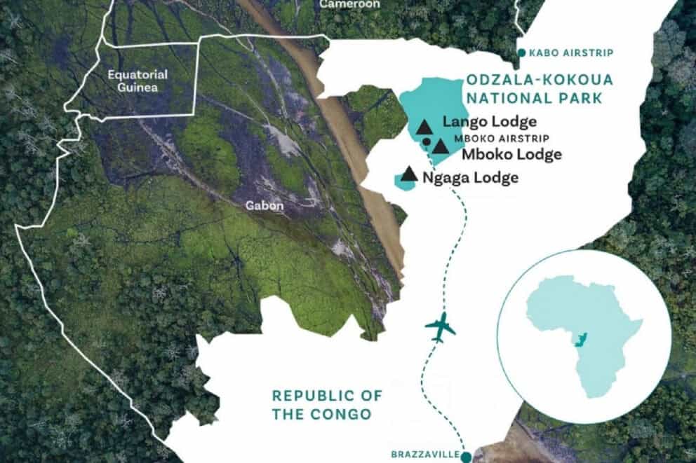 A map of Odzala-Kokoua National Park in Congo