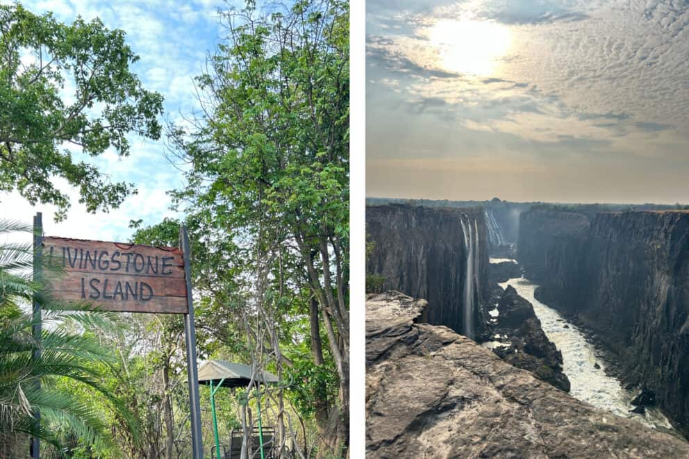 The view of Victoria Falls from the edge of Devil’s Pool at Livingstone Island, Zambia.
