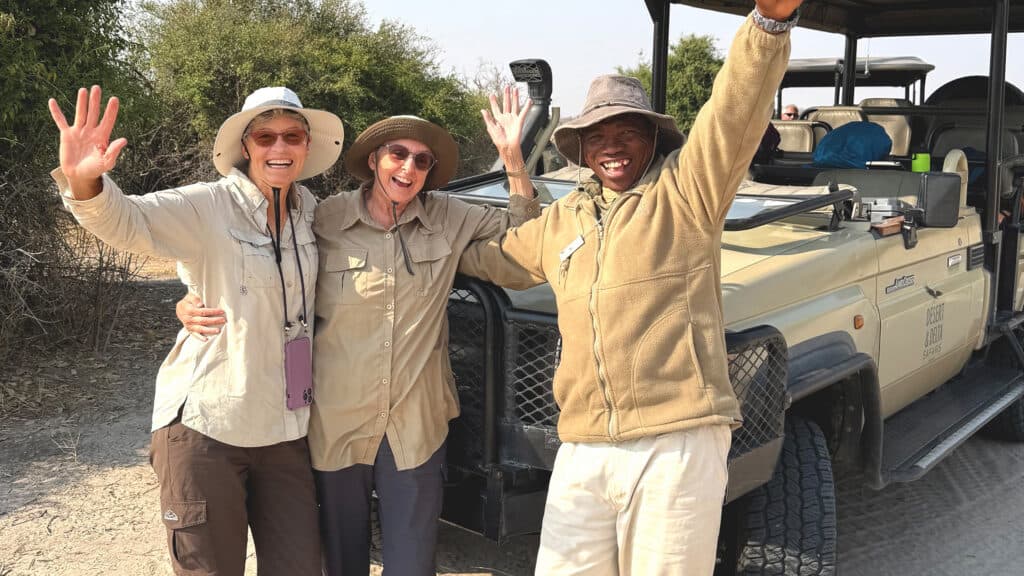 Tourists and their Savute guide from Savute Safari Lodge
