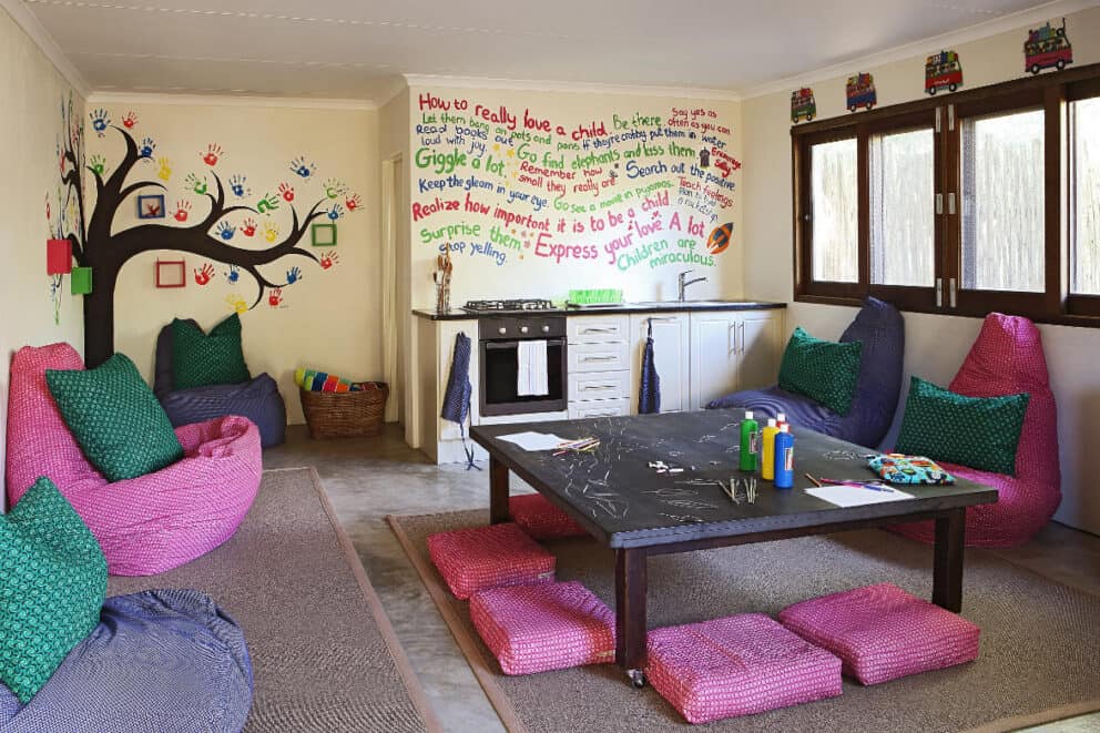 A view of the den for children to do activities at Londolozi Varty Camp, South Africa.