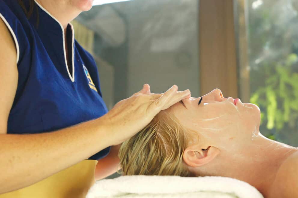 A guest enjoying a spa treatment at Shongwe Oasis, Zimbabwe.