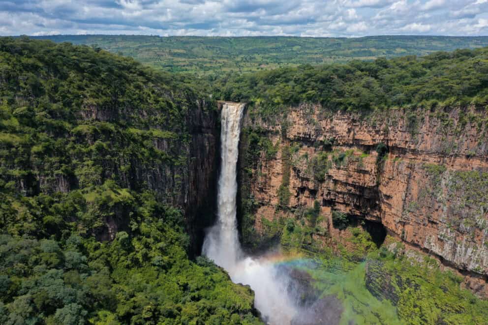 Kalambo waterfalls on the Kalambo River between Tanzania and Zambia.