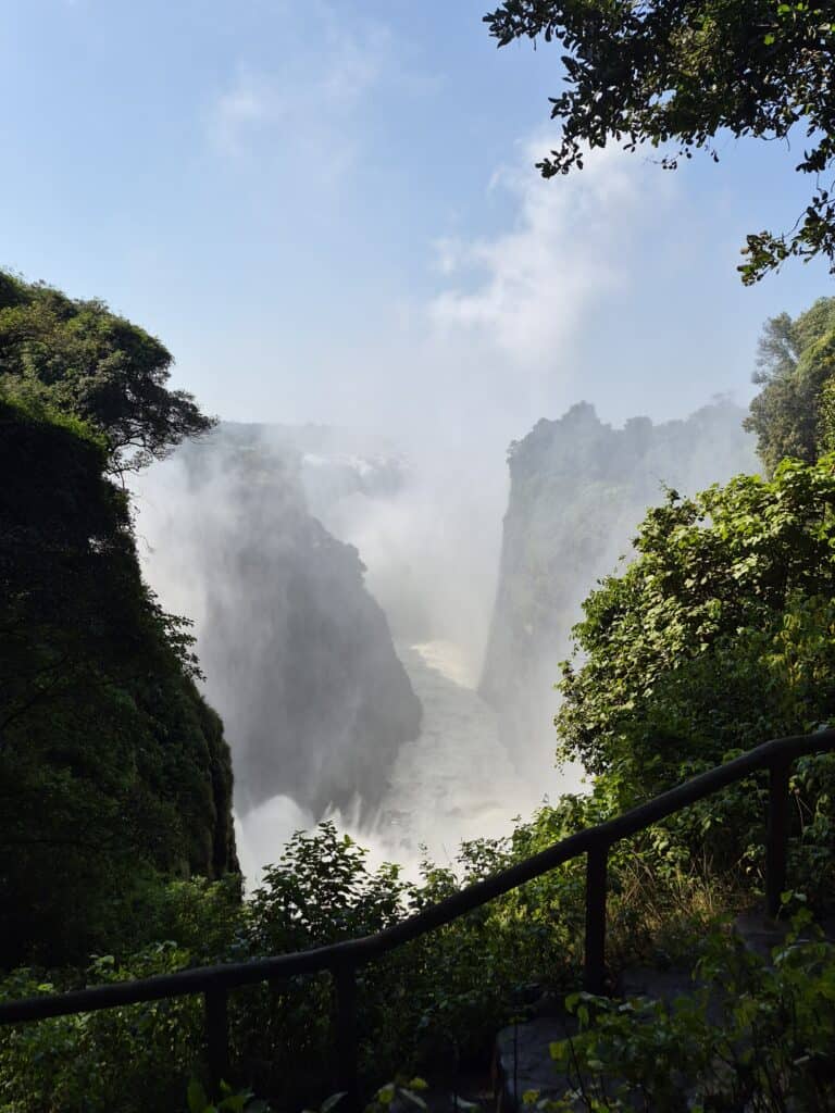 A beautiful view of the gorge at Victoria Falls in Zimbabwe.