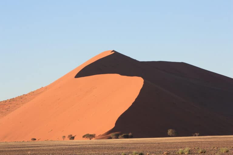 View of the Big Daddy dune in the distance in Sossusvlei, Namibia.