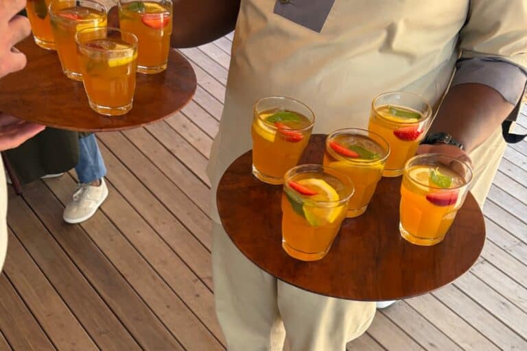 Homemade rooibos iced tea served at Marataba Safari Lodge in Marakele National Park, South Africa.